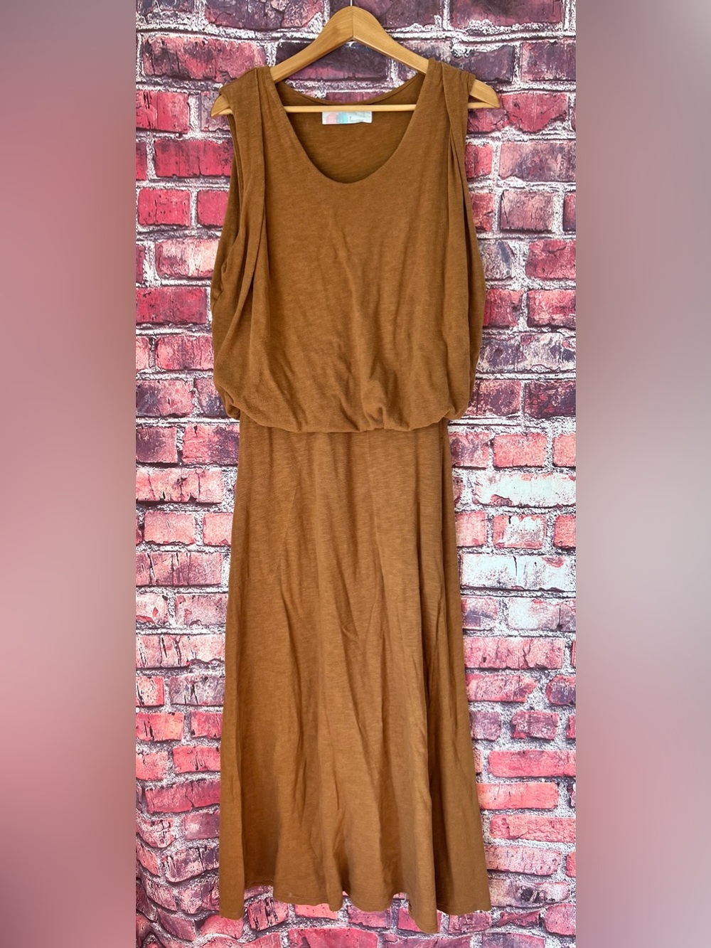 Free People FP Beach Blouson Midi Dress Camel Rust Brown Boho